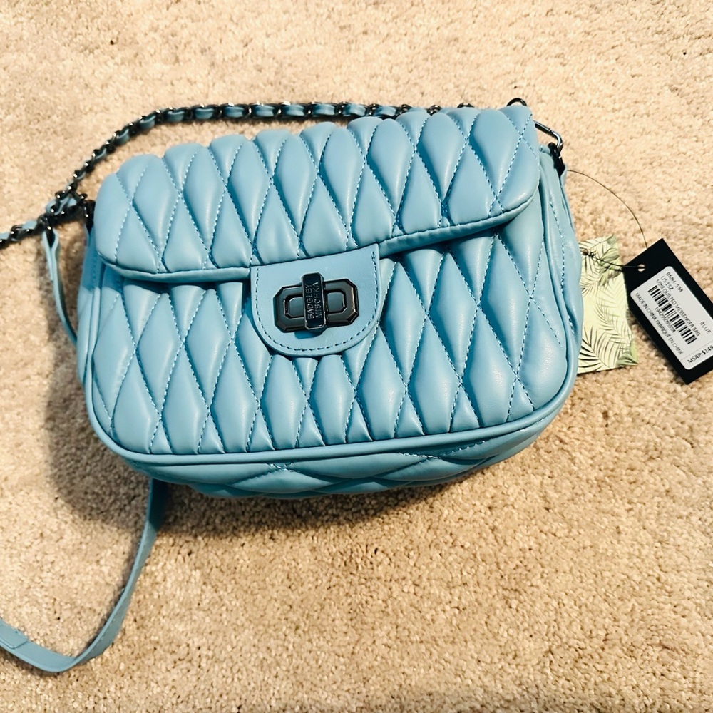 Blue Quilted Shoulder Bag Badgley Mischka